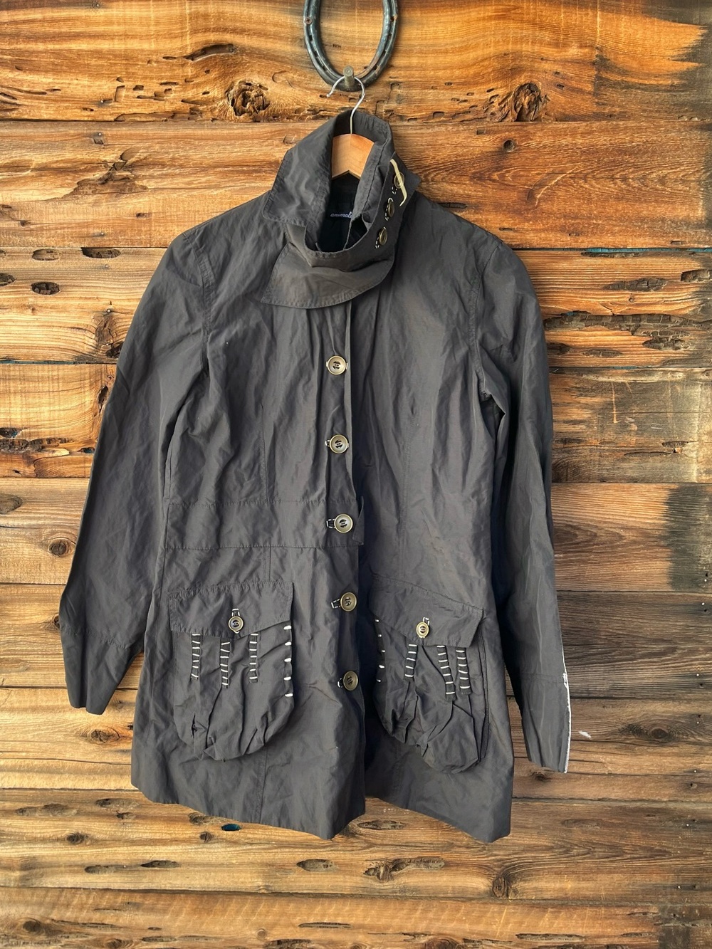 ANIMALE | Women's Black Button-Front Utility Jacket 6
